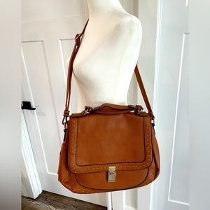 Fabfitfun Gold Studded Cognac Brown Colored Shoulder/Messenger Bag